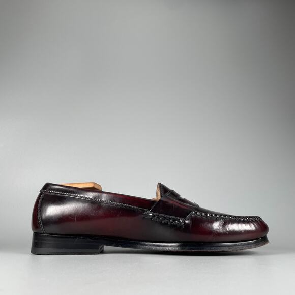 Cole Haan 03504 Men\'s 8.5 D Burgundy Leather Slip On Penny Loafer Dress Shoe GUC main image 4